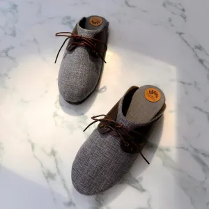 Denim Brown Laces Black-Flat-Espadrilles Mules for MEN