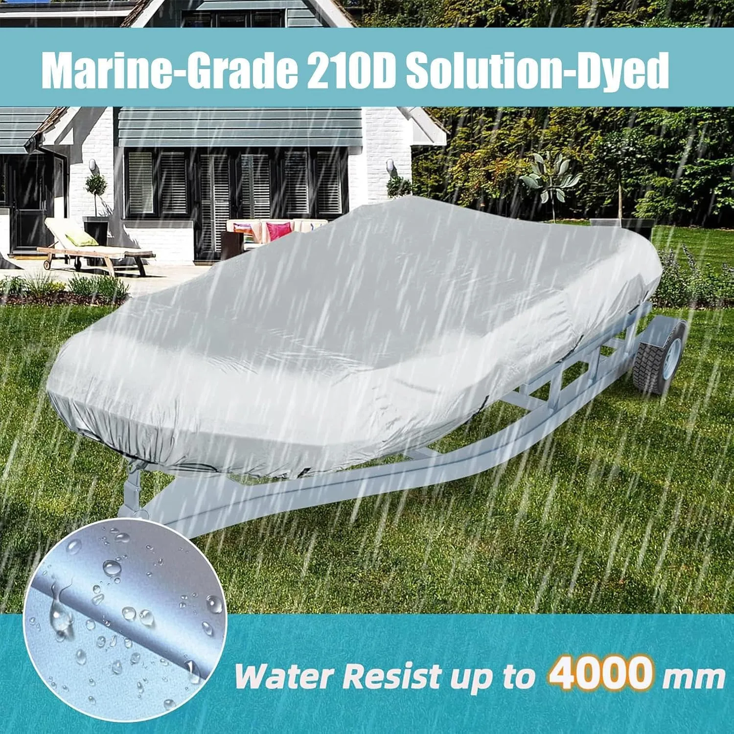 Dinghy Covers 7 Sizes Boat Tarp Waterproof Anti-UV Row Boat Cover for Small Inflatable and Rigid Inflatable Boats,420 * 210 * 46cm
