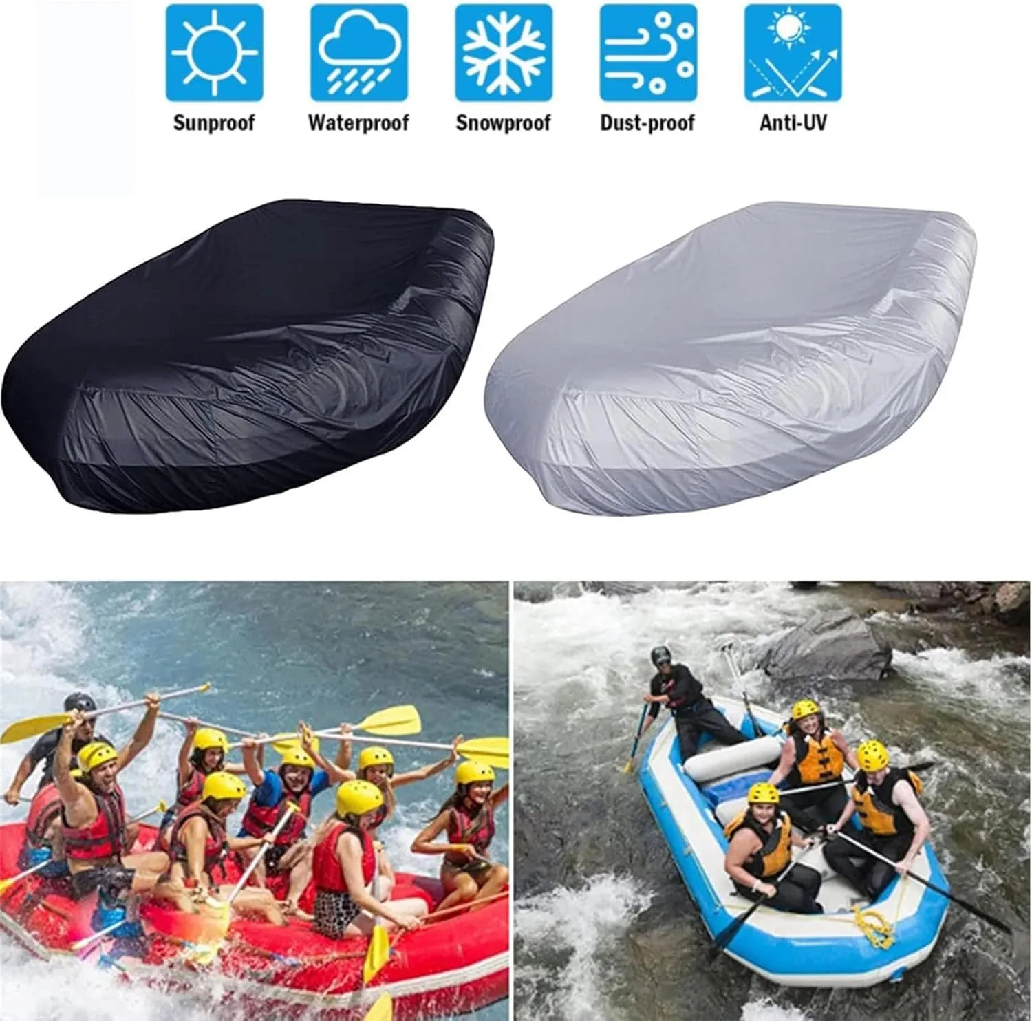Dinghy Covers 7 Sizes Boat Tarp Waterproof Anti-UV Row Boat Cover for Small Inflatable and Rigid Inflatable Boats,420 * 210 * 46cm