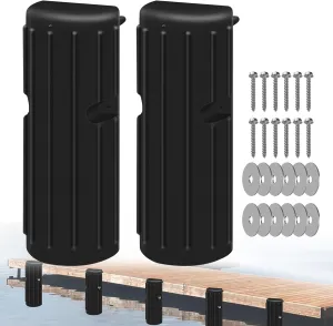 Dock Bumper Fender - Heavy Duty Boat Dock Bumpers for Edge & Side - Marine Fender Guard - Vertical Dock Protection with Stainless Steel Hardware - 2 Pack - Black