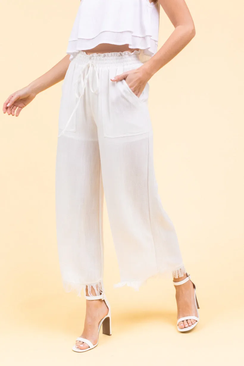 Double Layer Fringe Trim Sleeveless Crop Top