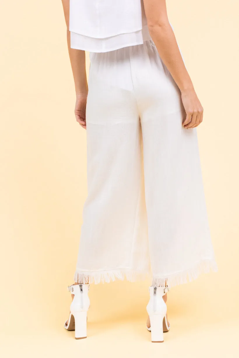 Double Layer Fringe Trim Sleeveless Crop Top