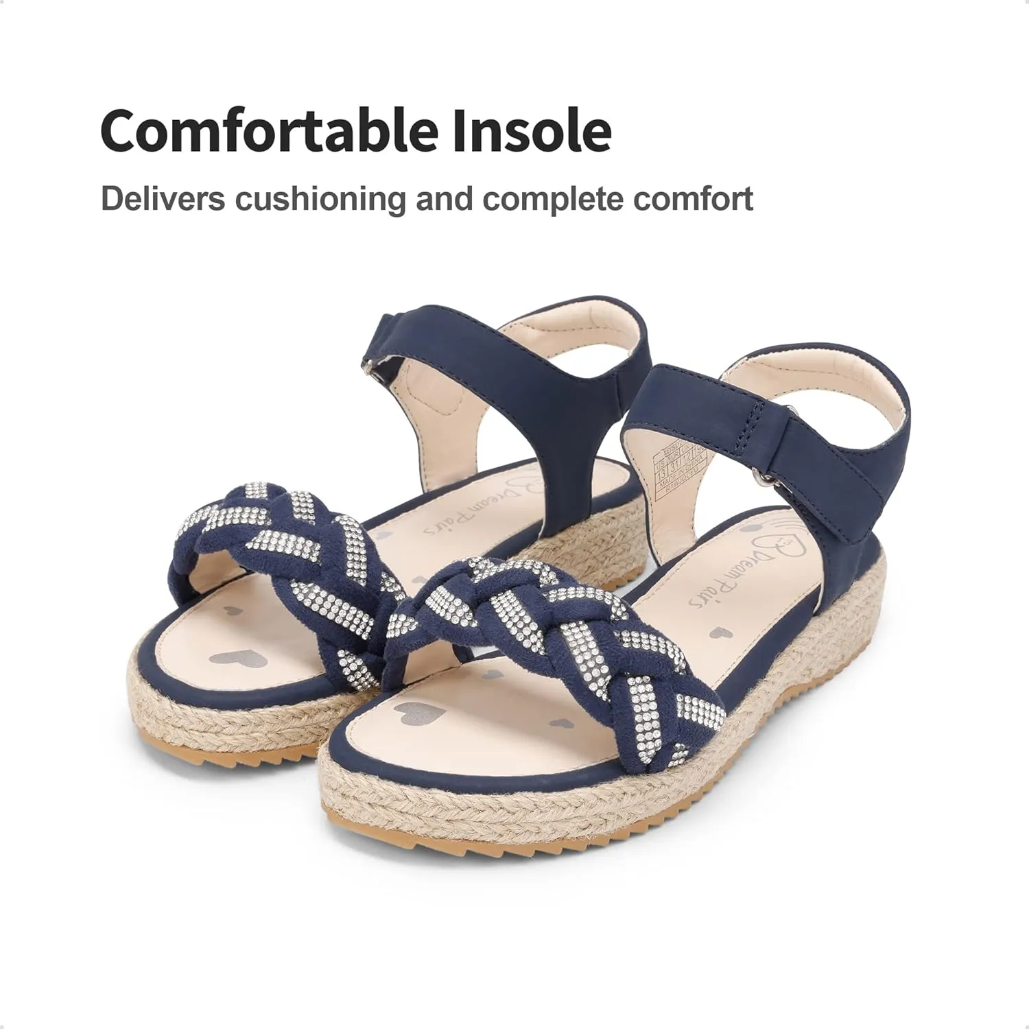 DREAM PAIRS Girls Sandals Espadrille Flatform Platform Wedge Open Toe Summer Shoes for Little Kid/Big Kid