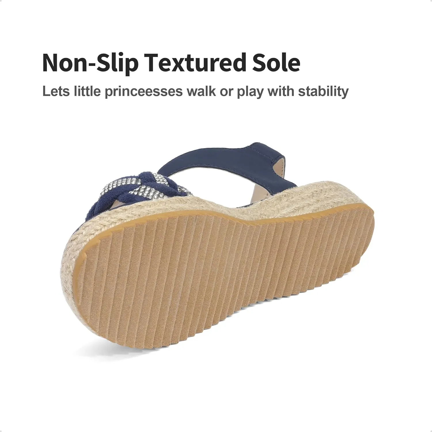 DREAM PAIRS Girls Sandals Espadrille Flatform Platform Wedge Open Toe Summer Shoes for Little Kid/Big Kid