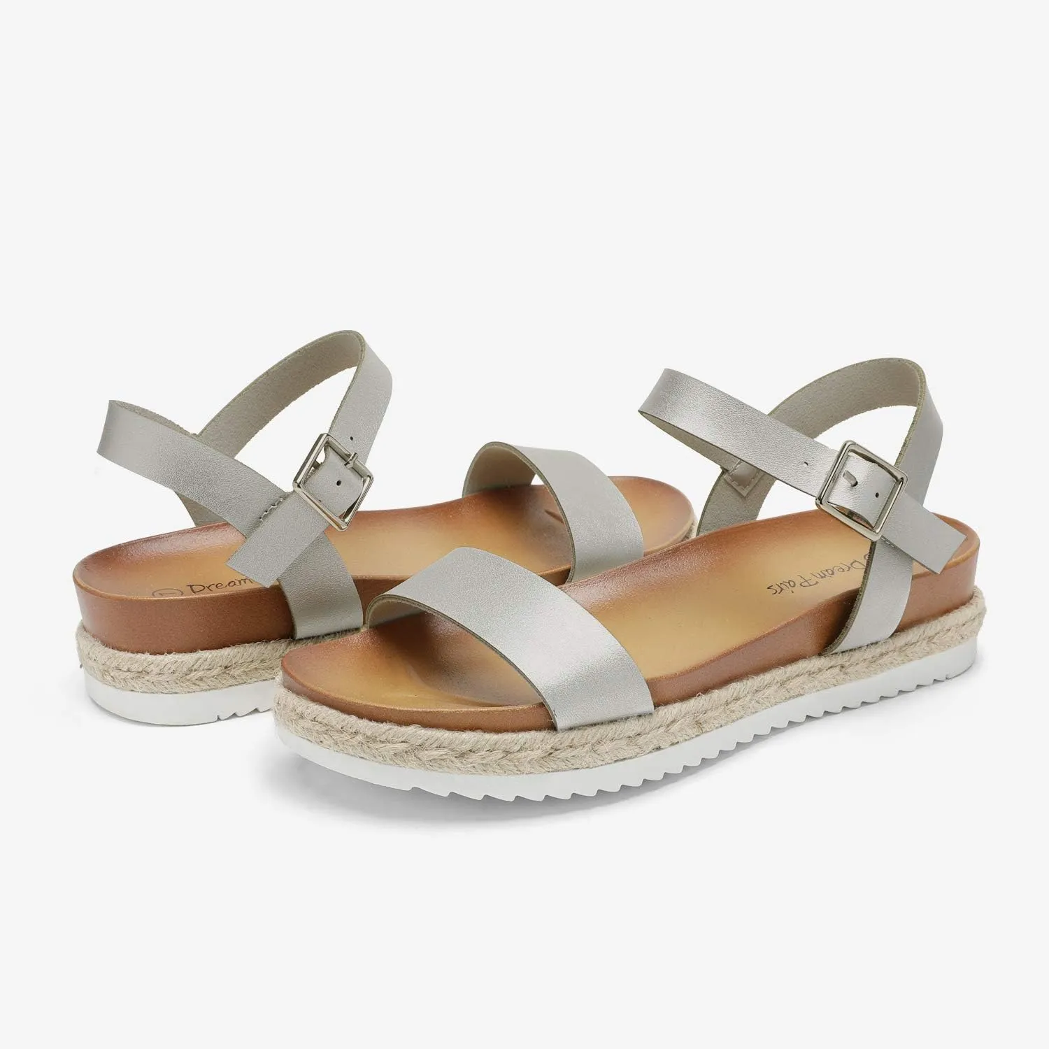 DREAM PAIRS Women’s Open Toe Ankle Strap Espadrille Casual Flatform Platform Wedge Sandals
