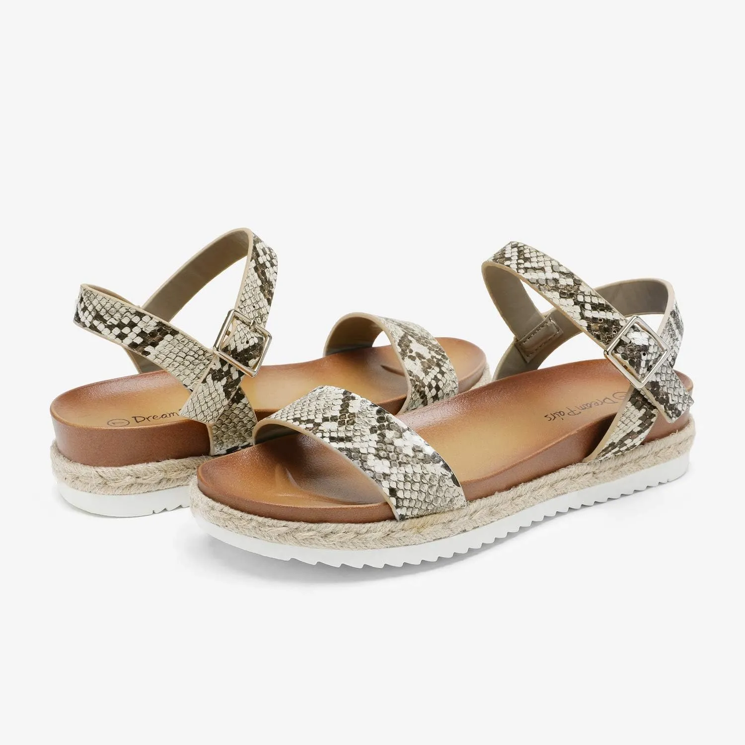 DREAM PAIRS Women’s Open Toe Ankle Strap Espadrille Casual Flatform Platform Wedge Sandals