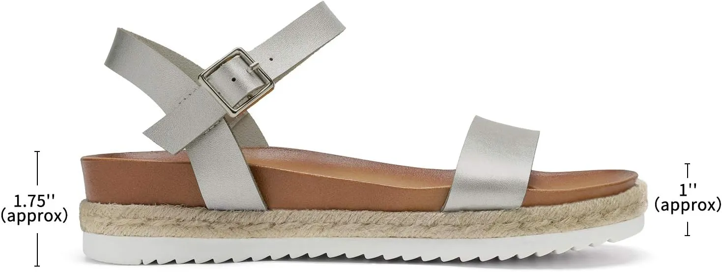 DREAM PAIRS Women’s Open Toe Ankle Strap Espadrille Casual Flatform Platform Wedge Sandals