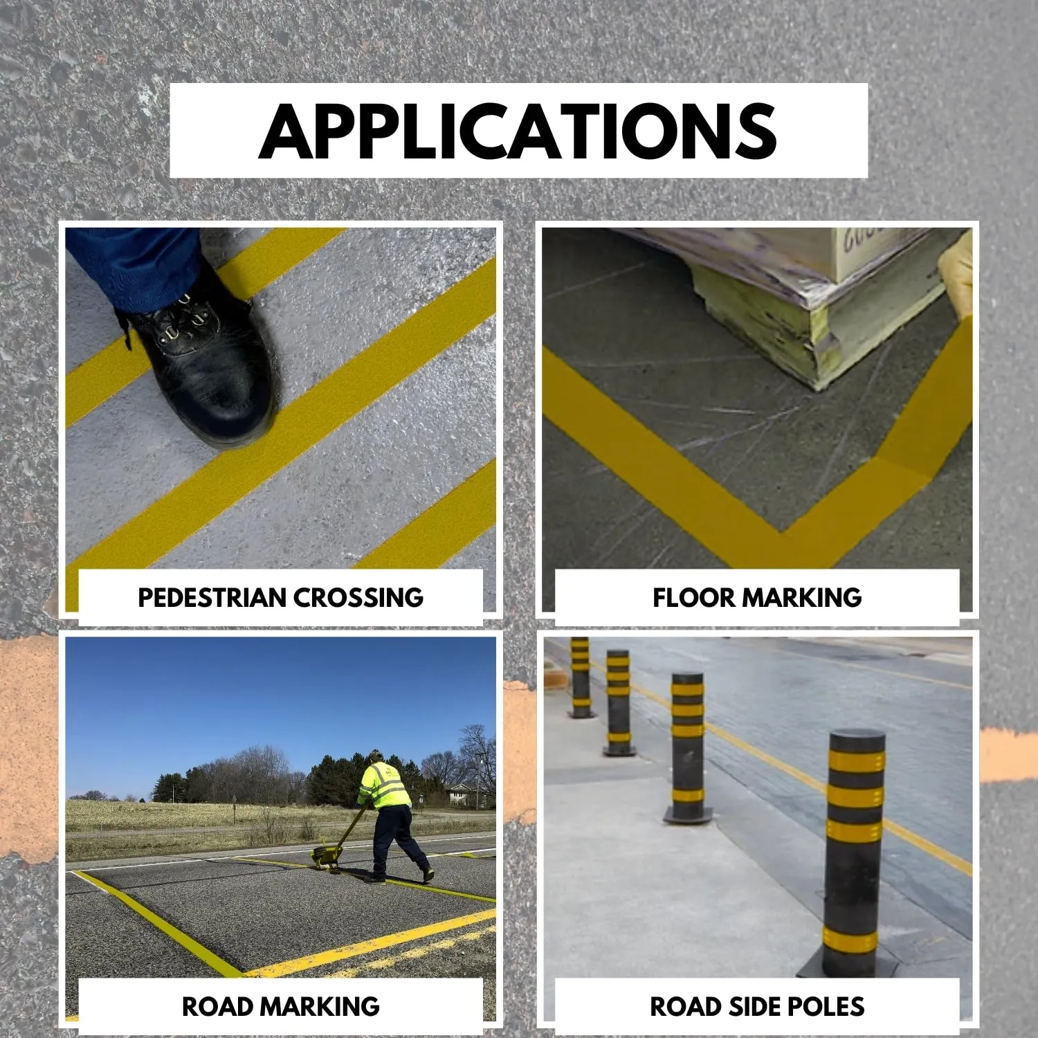 DuraMark RPT-750 Pavement Marking Tape - Reflective Slip Resistant Durable Outdoor Heavy Duty Rubber Base Tape, Bast Certified (Yellow, 4 Inch x 108 Feet)