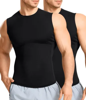 Eleady 2 Packs Compression Shirt Men Workout Shirts Athletic Base Layer Sleeveless Tank Top Slimming Undershirt