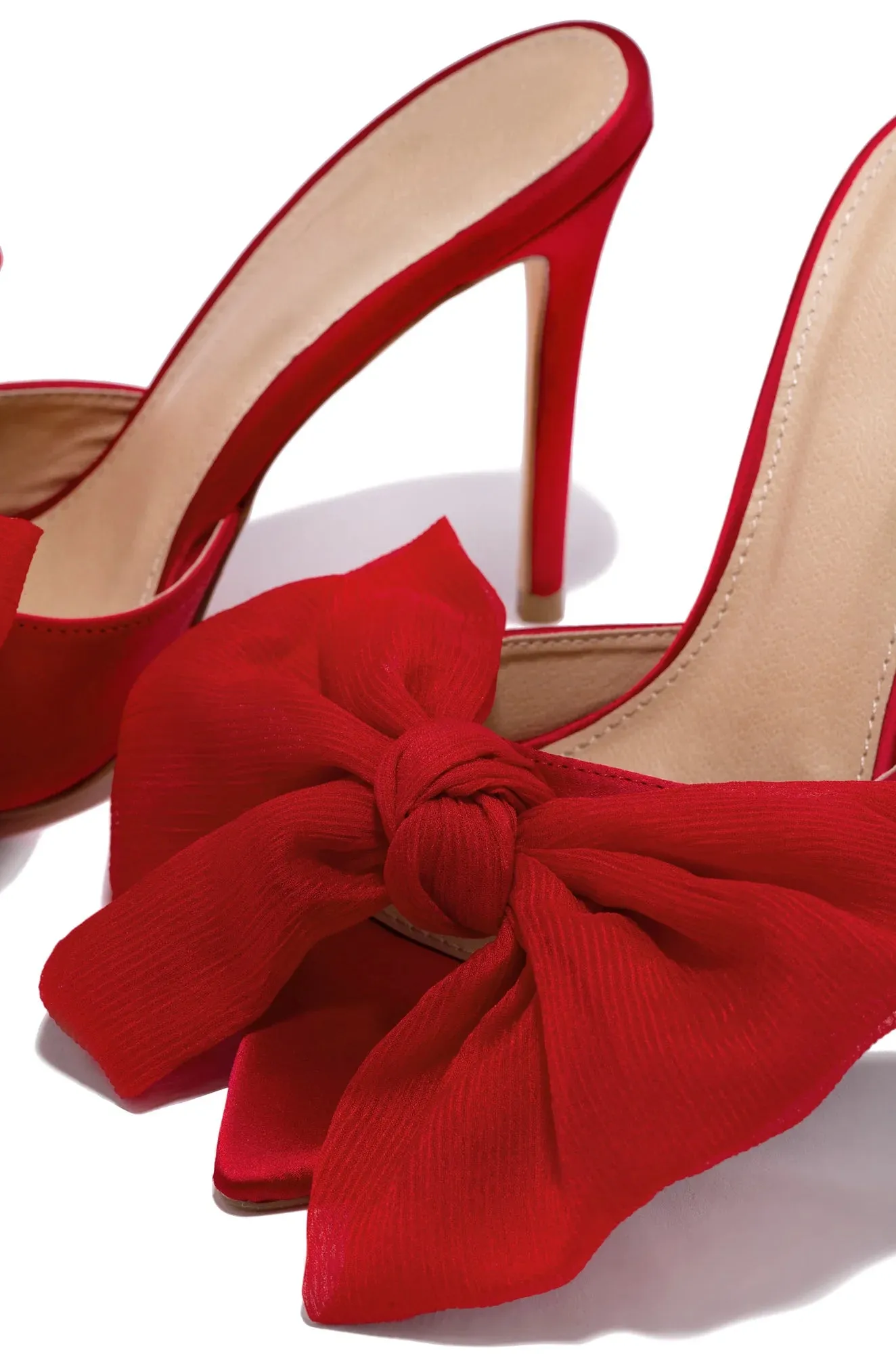 Elegant Bow Mule Heels (Red)