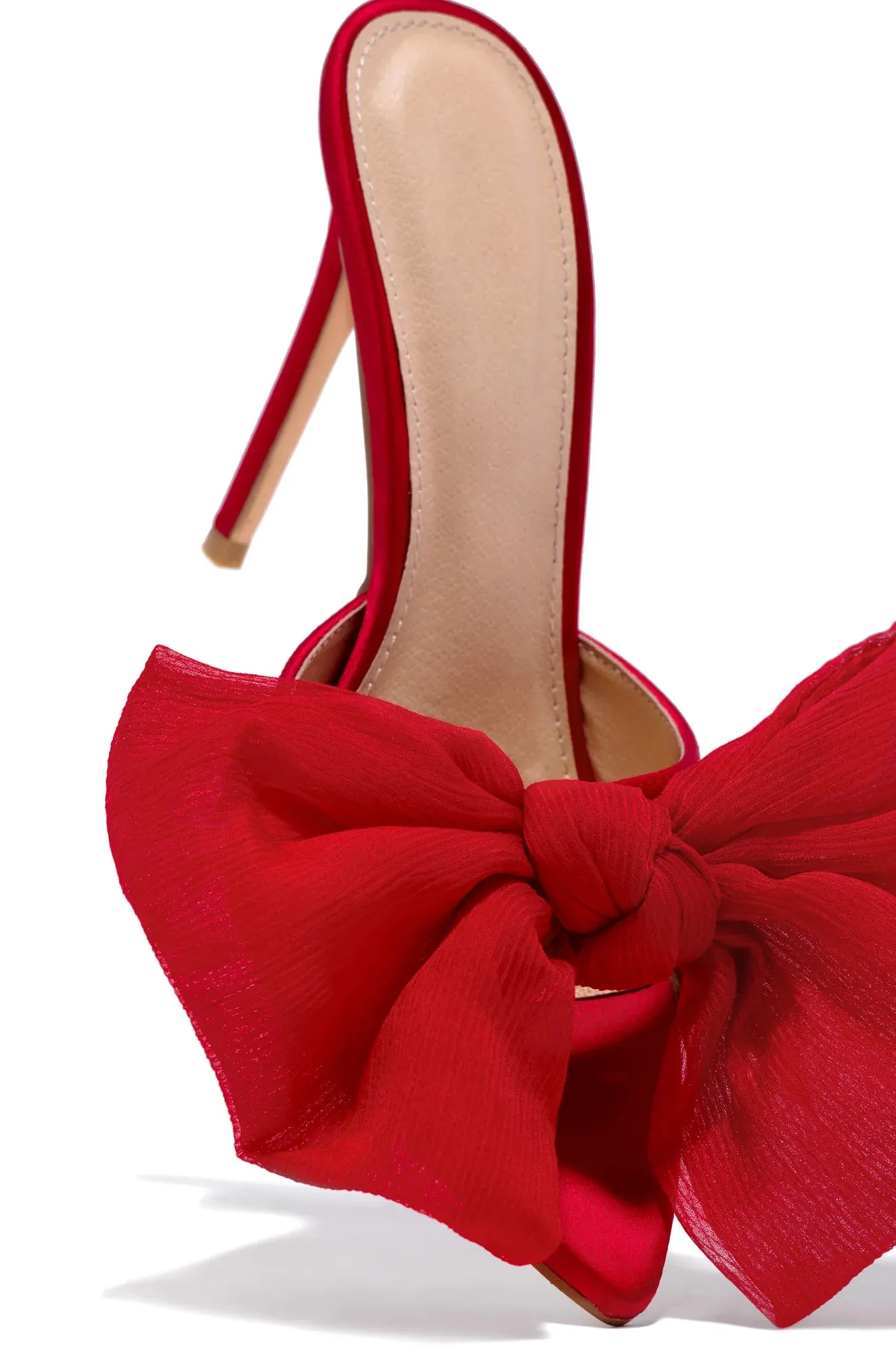 Elegant Bow Mule Heels (Red)