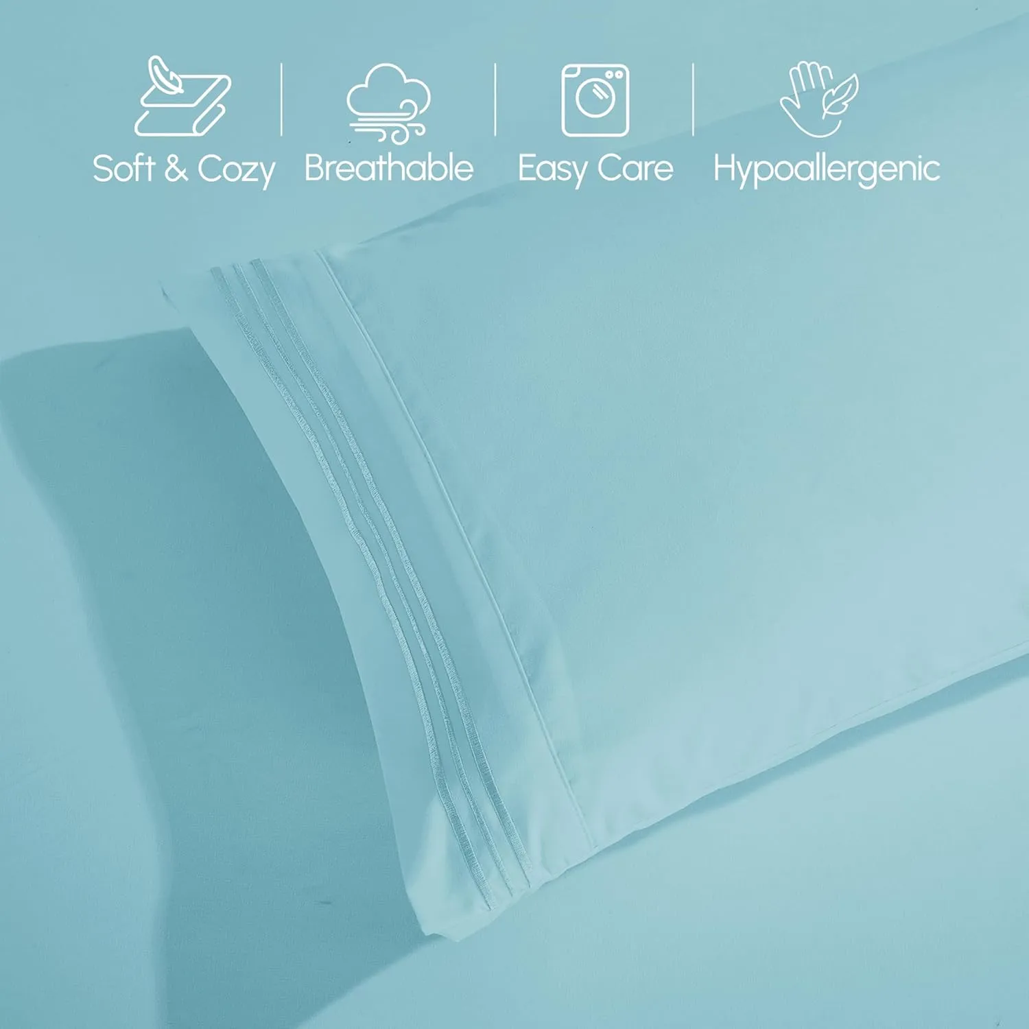 Elegant Comfort 1500 Premium Quality 6-Piece Bed Sheet Set - 18-24 Inch Extra Deep Pocket, Smart Storage Pockets, Wrinkle Free Ultra Soft 6PC Extra Deep Pocket Sheets, California King, Aqua