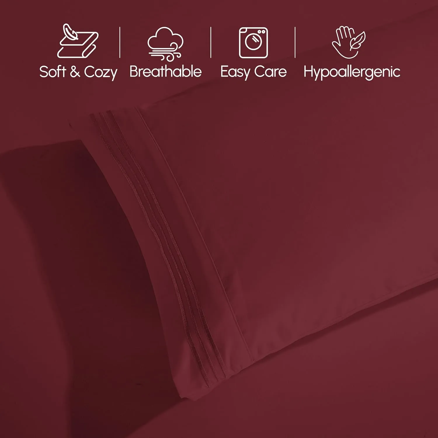 Elegant Comfort 1500 Premium Quality 6-Piece Bed Sheet Set - 18-24 Inch Extra Deep Pocket, Smart Storage Pockets, Wrinkle Free Ultra Soft 6PC Extra Deep Pocket Sheets, California King, Burgundy