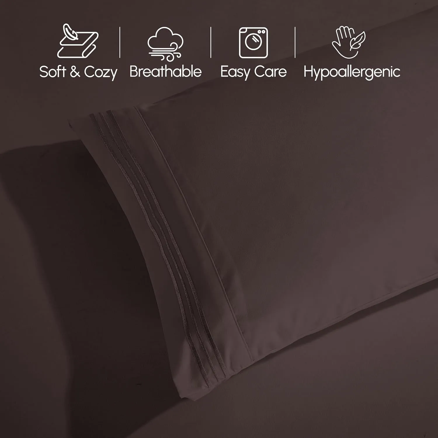 Elegant Comfort 1500 Premium Quality 6-Piece Bed Sheet Set - 18-24 Inch Extra Deep Pocket, Smart Storage Pockets, Wrinkle Free Ultra Soft 6PC Extra Deep Pocket Sheets, California King, Chocolate Brown
