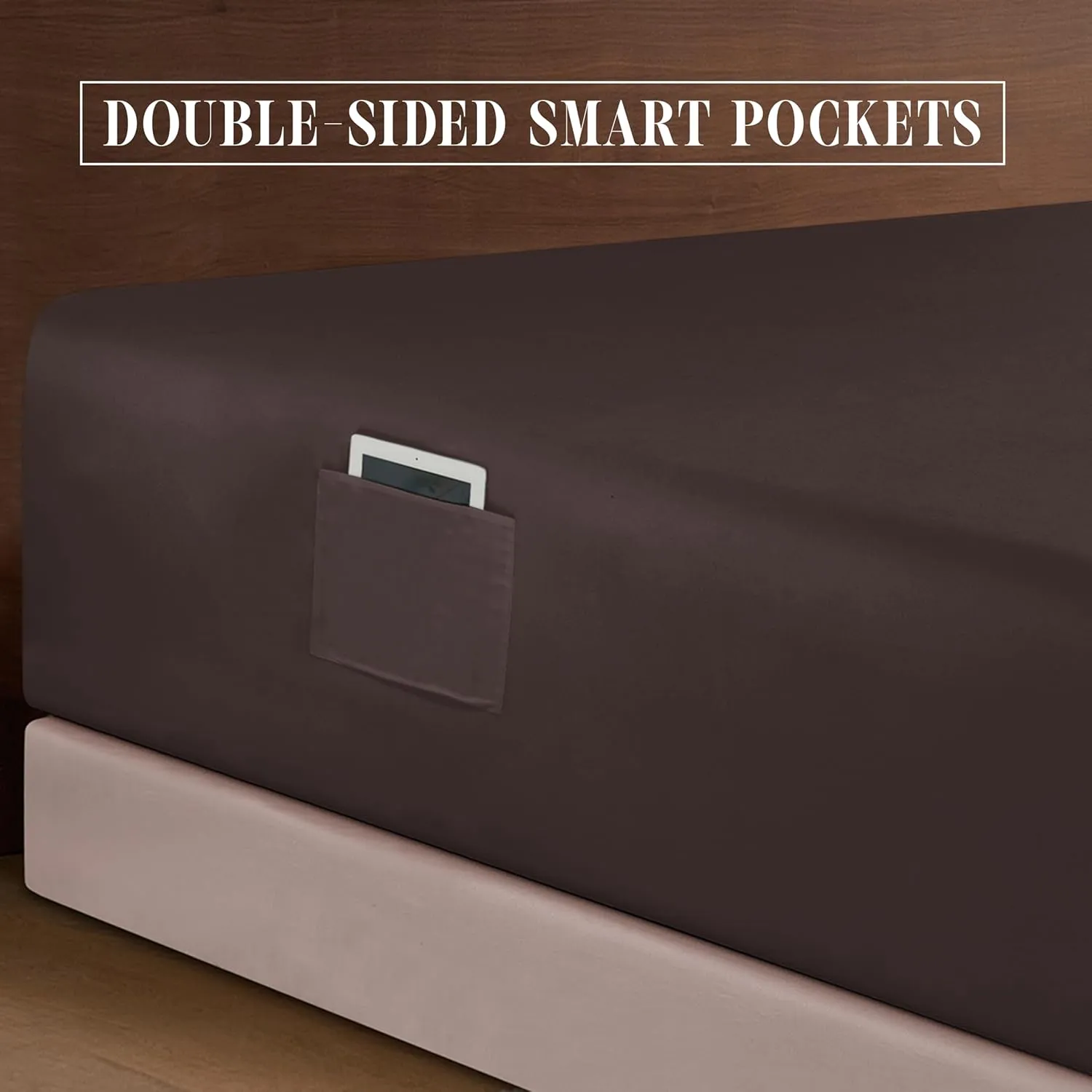 Elegant Comfort 1500 Premium Quality 6-Piece Bed Sheet Set - 18-24 Inch Extra Deep Pocket, Smart Storage Pockets, Wrinkle Free Ultra Soft 6PC Extra Deep Pocket Sheets, California King, Chocolate Brown