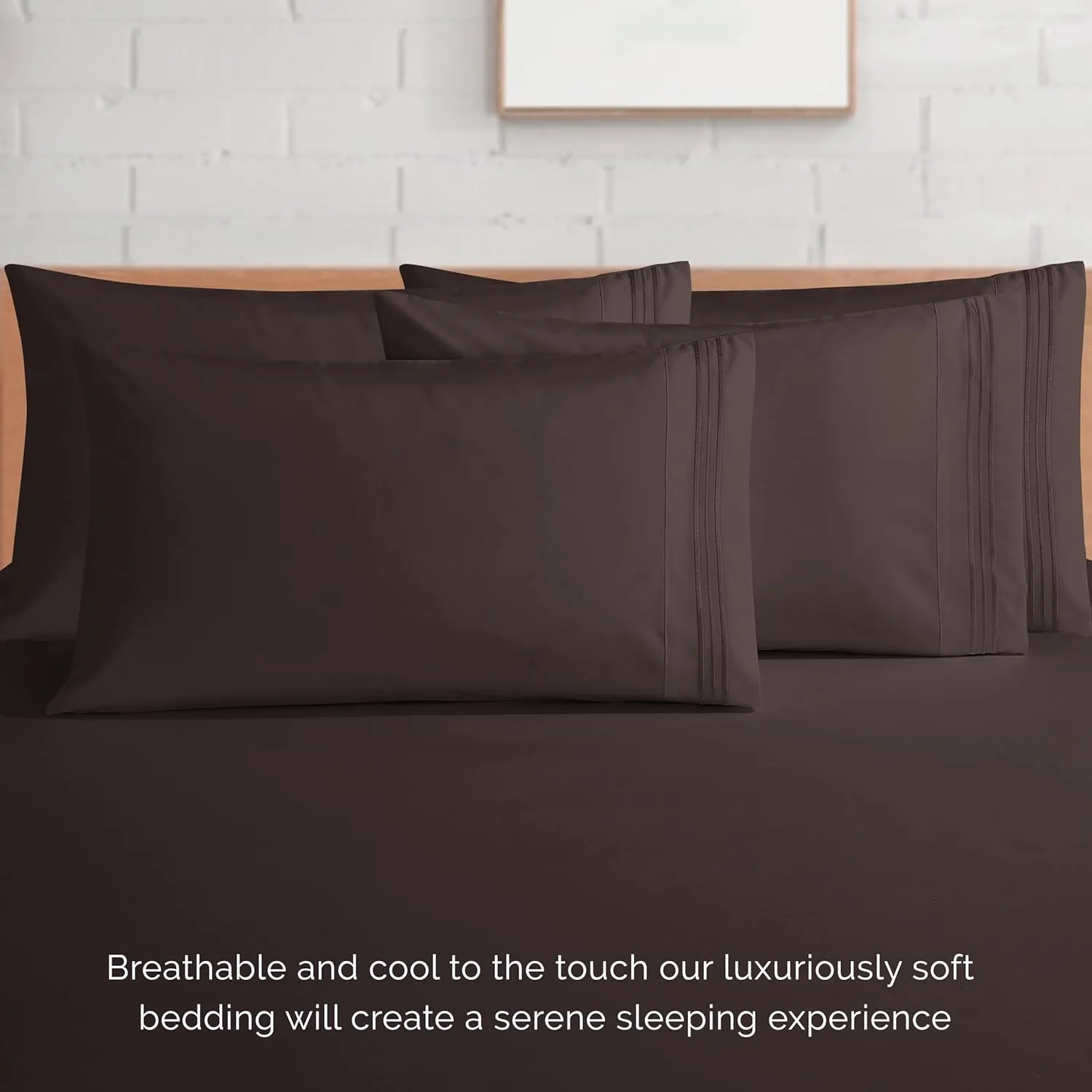 Elegant Comfort 1500 Premium Quality 6-Piece Bed Sheet Set - 18-24 Inch Extra Deep Pocket, Smart Storage Pockets, Wrinkle Free Ultra Soft 6PC Extra Deep Pocket Sheets, California King, Chocolate Brown