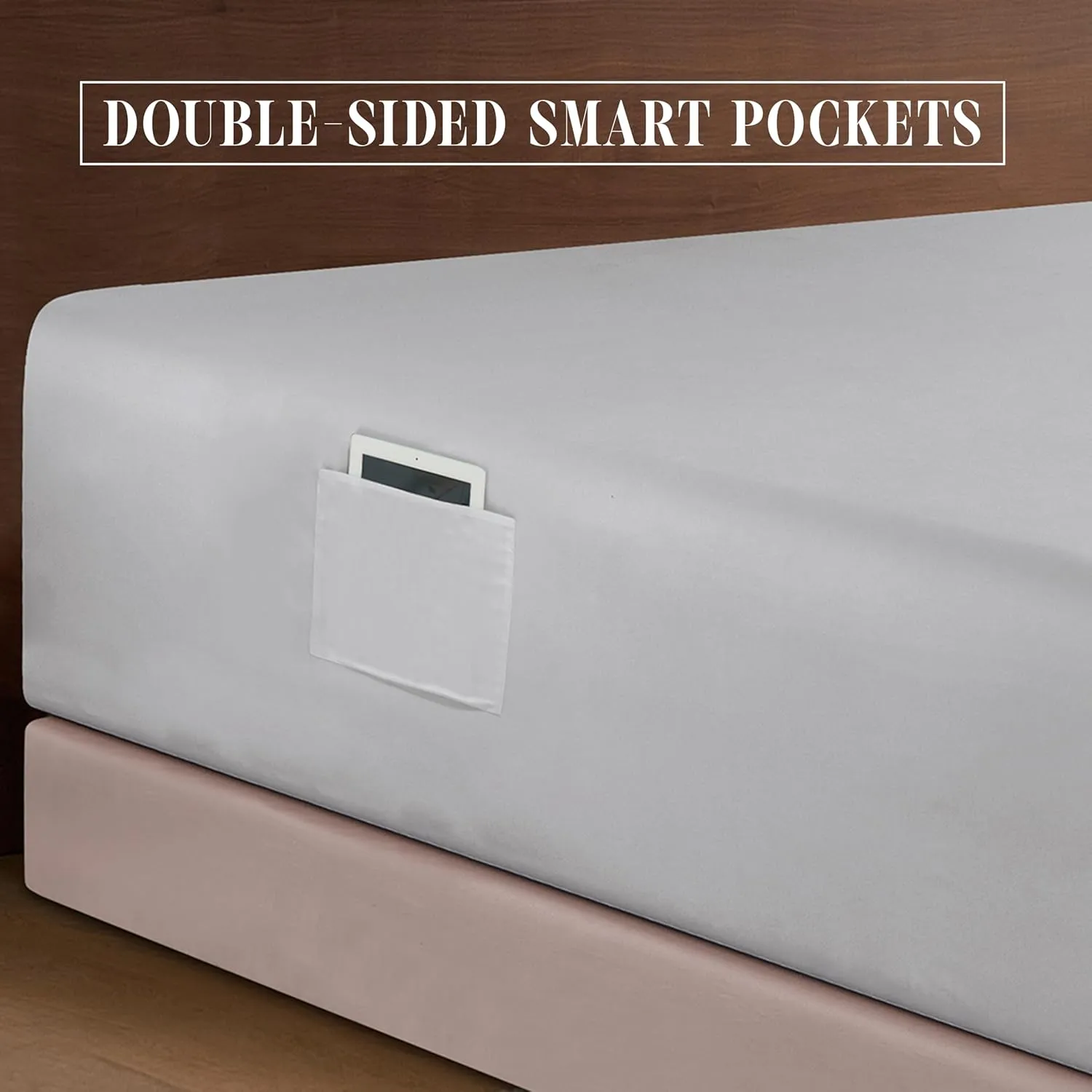 Elegant Comfort 1500 Premium Quality 6-Piece Bed Sheet Set - 18-24 Inch Extra Deep Pocket, Smart Storage Pockets, Wrinkle Free Ultra Soft 6PC Extra Deep Pocket Sheets, California King, Silver Gray