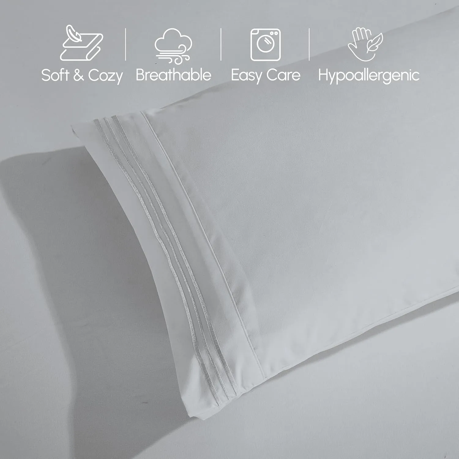 Elegant Comfort 1500 Premium Quality 6-Piece Bed Sheet Set - 18-24 Inch Extra Deep Pocket, Smart Storage Pockets, Wrinkle Free Ultra Soft 6PC Extra Deep Pocket Sheets, California King, Silver Gray
