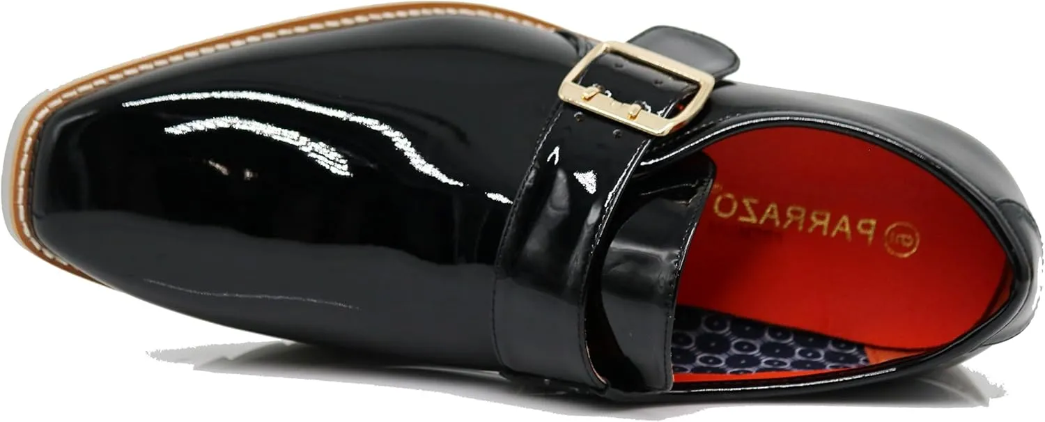 Enzo Romeo FREL Men's Patent Monk Strap Buckle Slip On Loafer Dress Shoes