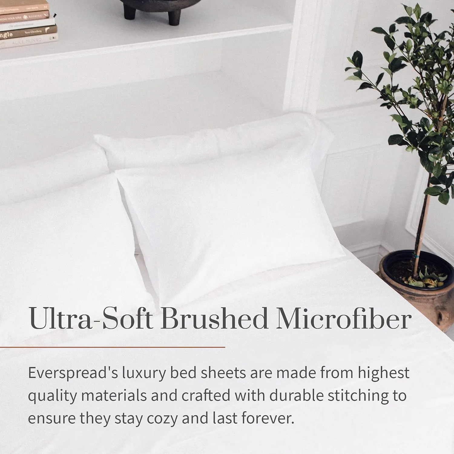 Everspread Bed Sheets (3 Piece Sheet Set), Twin XL Size, White. Ultra-Soft & Breathable. Luxury Bedding. Deep Pockets - Fits Mattresses up to 16 inches. Wrinkle & Fade Resistant