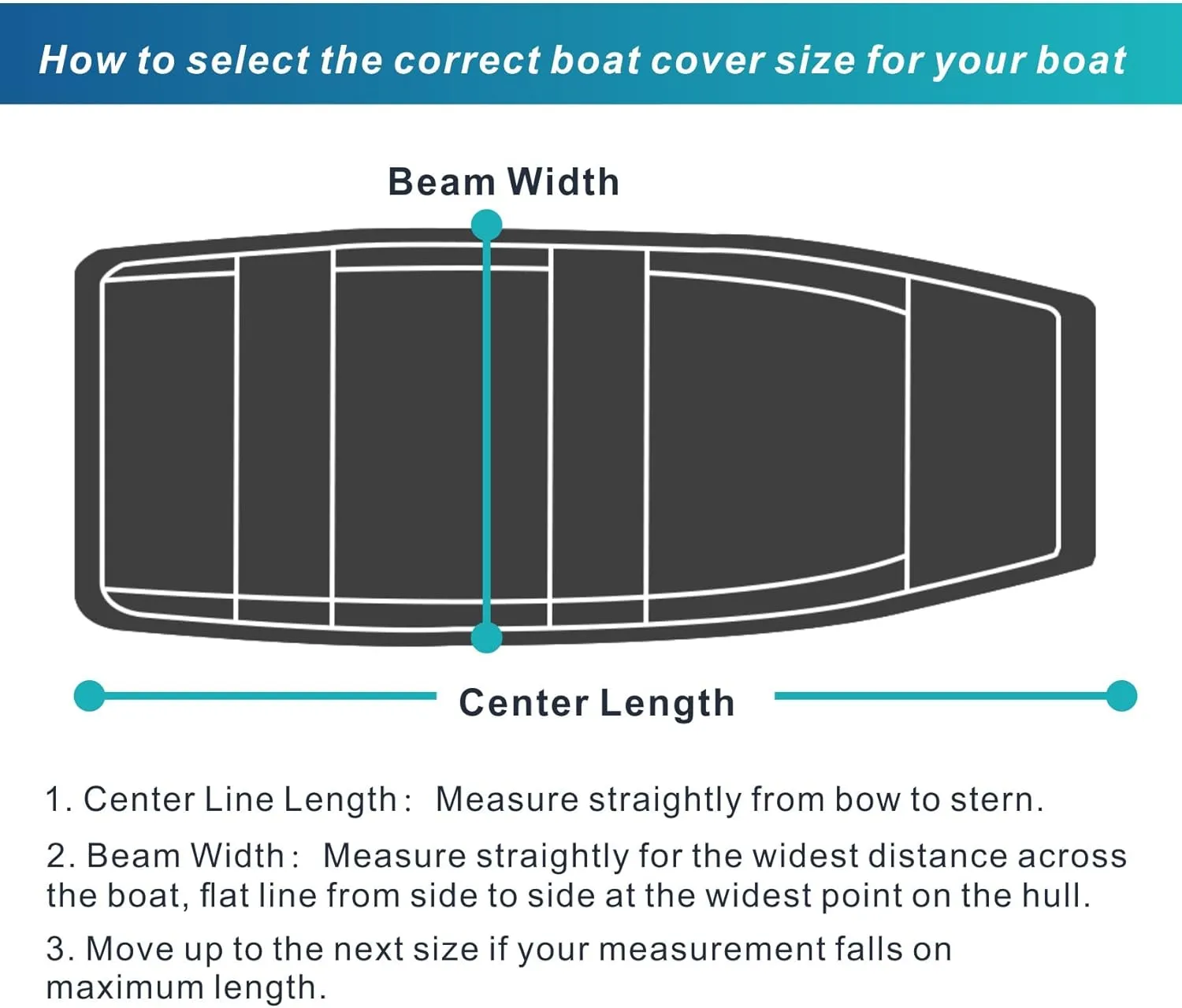Explore Land Marine Grade 900D Trailerable Jon Boat Cover Fade Resistant and Waterproof Fabric - Fits Jon Boat 12' Long Beam Width up to 58", Black