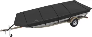 Explore Land Marine Grade 900D Trailerable Jon Boat Cover Fade Resistant and Waterproof Fabric - Fits Jon Boat 12' Long Beam Width up to 58", Black