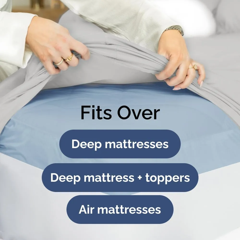 Extra Deep Cal King Sheet Set - 6 Piece Breathable & Cooling Sheets - Hotel Luxury Bedding Set w/18-24 Inch Extra Deep Pockets - Easy Fit - Super Soft, Wrinkle Free & Comfy - Light Grey, Cal King Size