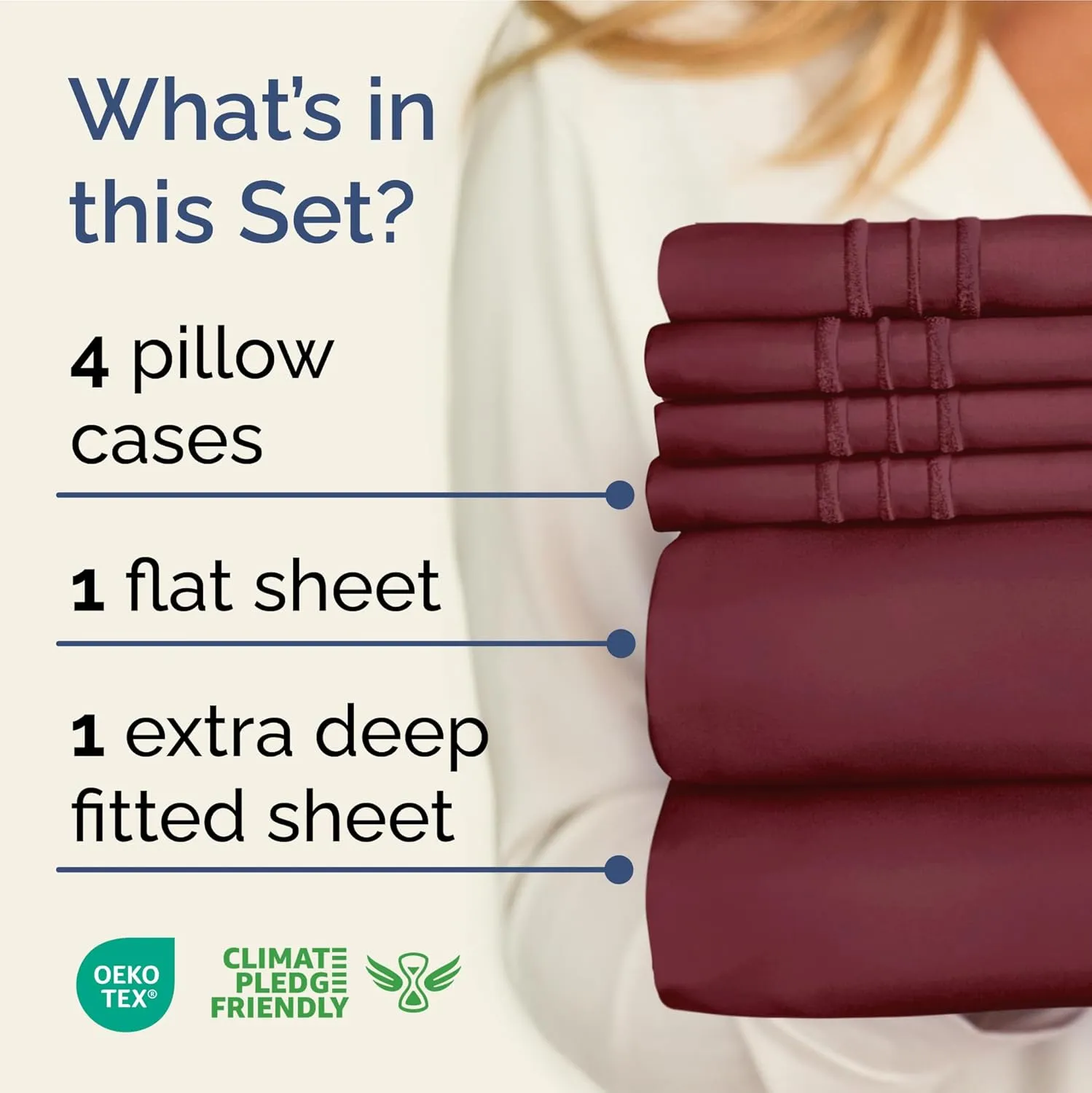 Extra Deep King Sheet Set - 6 Piece Breathable & Cooling Sheets - Hotel Luxury Bedding Set w/18-24 Inch Extra Deep Pockets - Easy & Secure Fit - Super Soft, Wrinkle Free & Comfy - Burgundy, King Size
