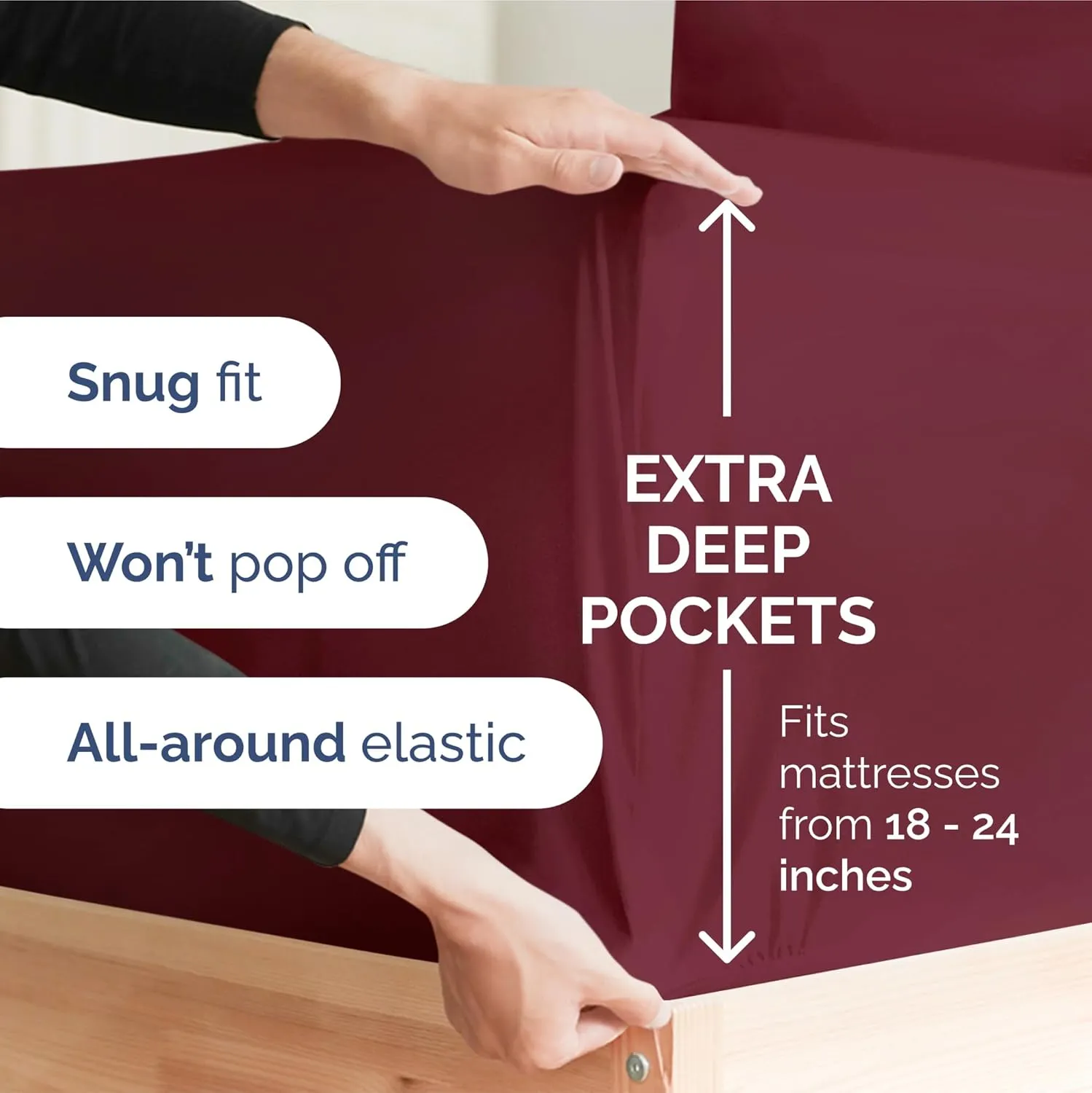 Extra Deep King Sheet Set - 6 Piece Breathable & Cooling Sheets - Hotel Luxury Bedding Set w/18-24 Inch Extra Deep Pockets - Easy & Secure Fit - Super Soft, Wrinkle Free & Comfy - Burgundy, King Size