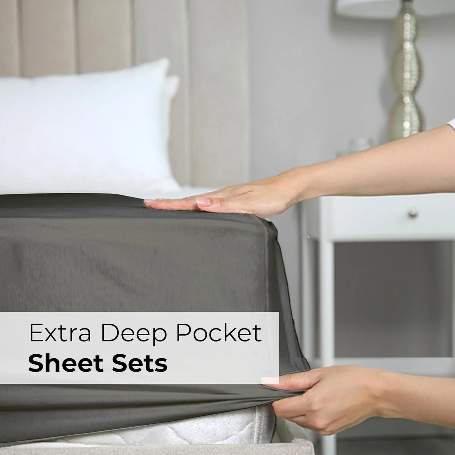 Extra Deep King Sheet Set - 6 Piece Breathable & Cooling Sheets - Hotel Luxury Bedding Set w/18-24 Inch Extra Deep Pockets - Easy & Secure Fit - Super Soft, Wrinkle Free & Comfy - Charcoal, King Size