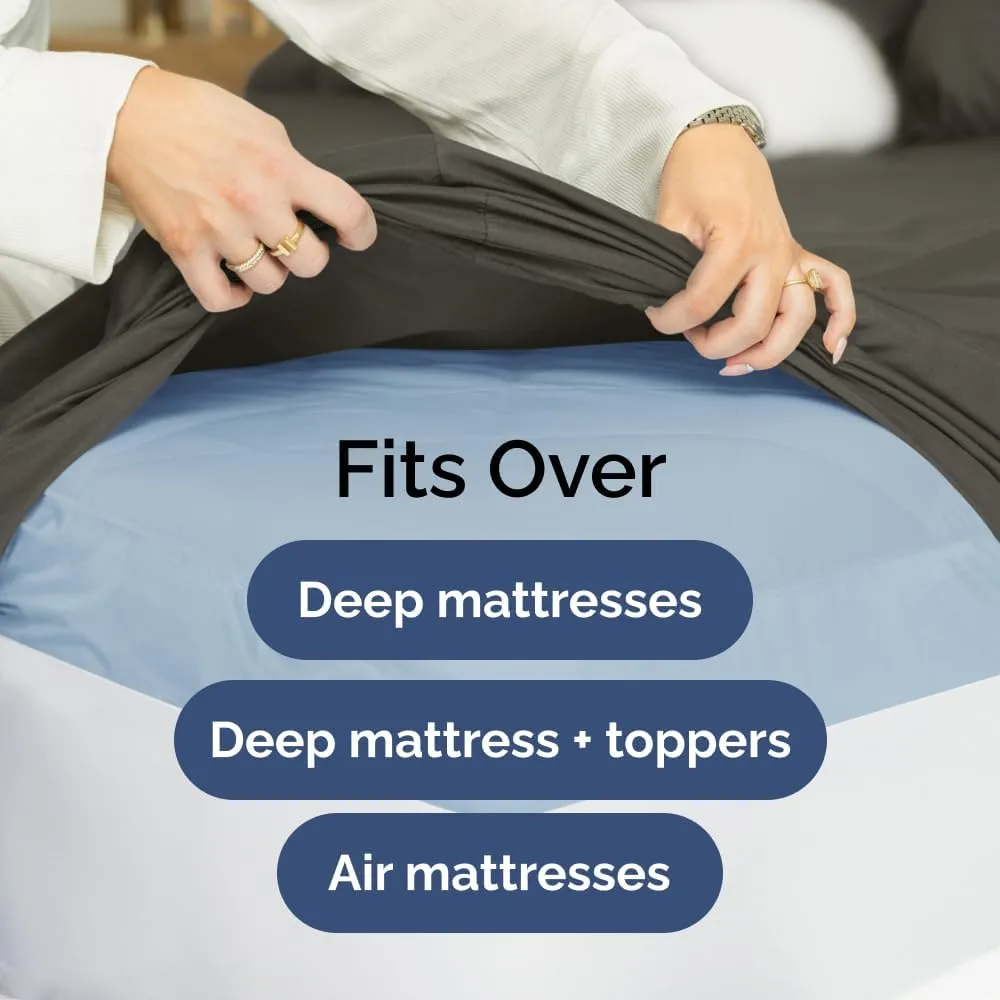 Extra Deep King Sheet Set - 6 Piece Breathable & Cooling Sheets - Hotel Luxury Bedding Set w/18-24 Inch Extra Deep Pockets - Easy & Secure Fit - Super Soft, Wrinkle Free & Comfy - Charcoal, King Size