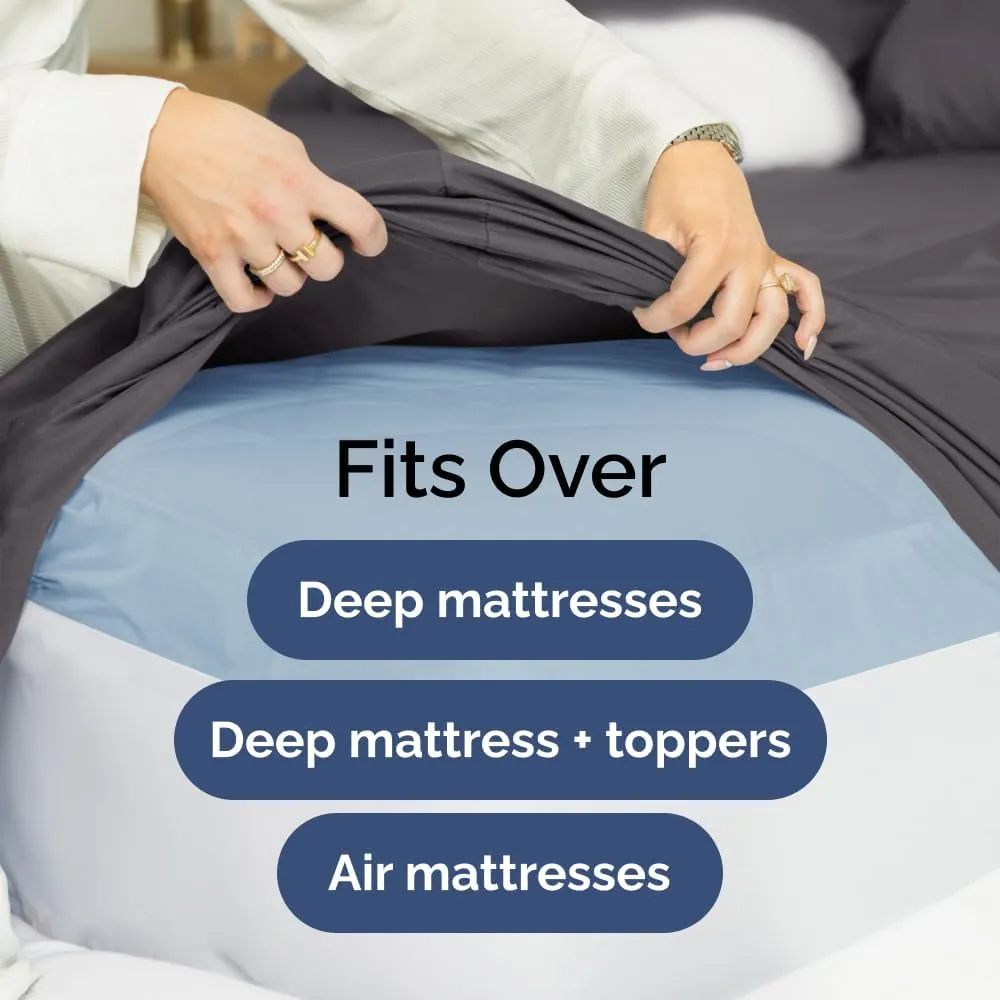 Extra Deep King Sheet Set - 6 Piece Breathable & Cooling Sheets - Hotel Luxury Bedding Set w/18-24 Inch Extra Deep Pockets - Easy & Secure Fit - Super Soft, Wrinkle Free and Comfy - Grey, King Size