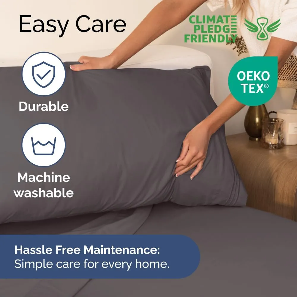 Extra Deep King Sheet Set - 6 Piece Breathable & Cooling Sheets - Hotel Luxury Bedding Set w/18-24 Inch Extra Deep Pockets - Easy & Secure Fit - Super Soft, Wrinkle Free and Comfy - Grey, King Size