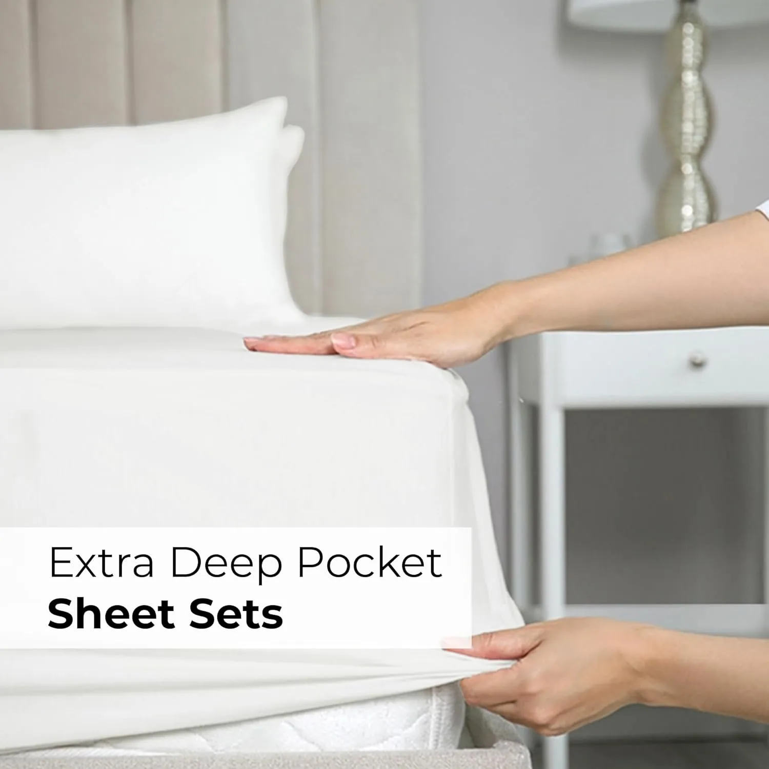 Extra Deep King Sheet Set - 6 Piece Breathable & Cooling Sheets - Hotel Luxury Bedding Set w/18-24 Inch Extra Deep Pockets - Easy Fit - Super Soft, Wrinkle Free and Comfy - Antique White, King Size