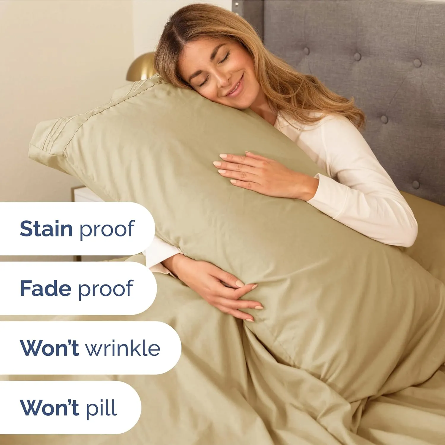 Extra Deep Pocket Queen Sheets - 4 Piece Breathable & Cooling Bed Sheets - Hotel Luxury Bed Sheet Set - Soft, Wrinkle Free & Comfy - Easily Fits Extra Deep Mattresses - Deep Pocket Beige Sheets Set