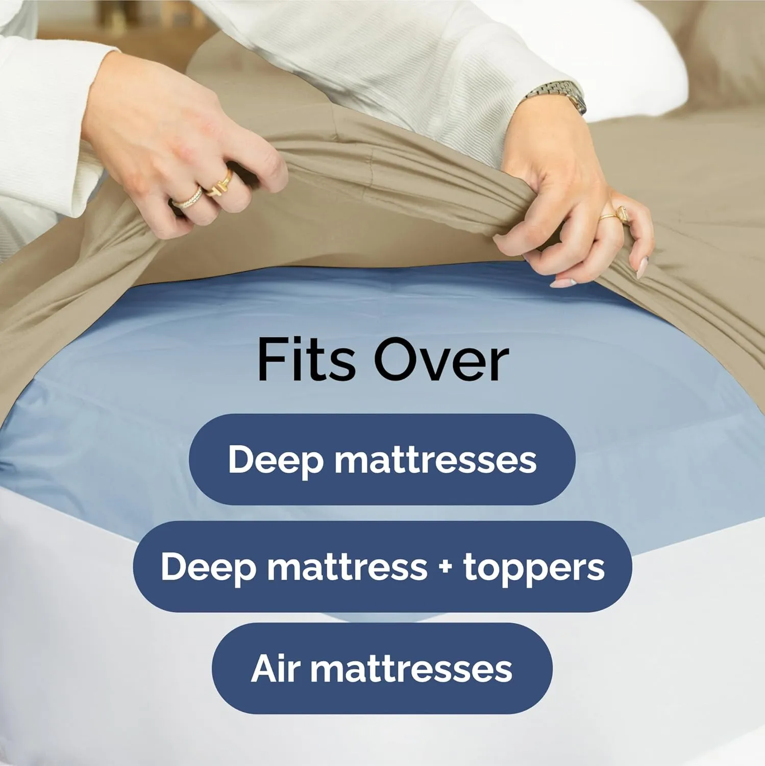 Extra Deep Pocket Queen Sheets - 4 Piece Breathable & Cooling Bed Sheets - Hotel Luxury Bed Sheet Set - Soft, Wrinkle Free & Comfy - Easily Fits Extra Deep Mattresses - Deep Pocket Beige Sheets Set