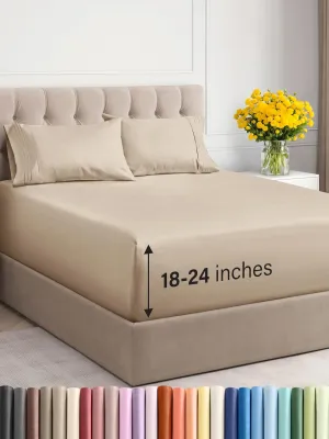 Extra Deep Pocket Queen Sheets - 4 Piece Breathable & Cooling Bed Sheets - Hotel Luxury Bed Sheet Set - Soft, Wrinkle Free & Comfy - Easily Fits Extra Deep Mattresses - Deep Pocket Cream Sheets Set