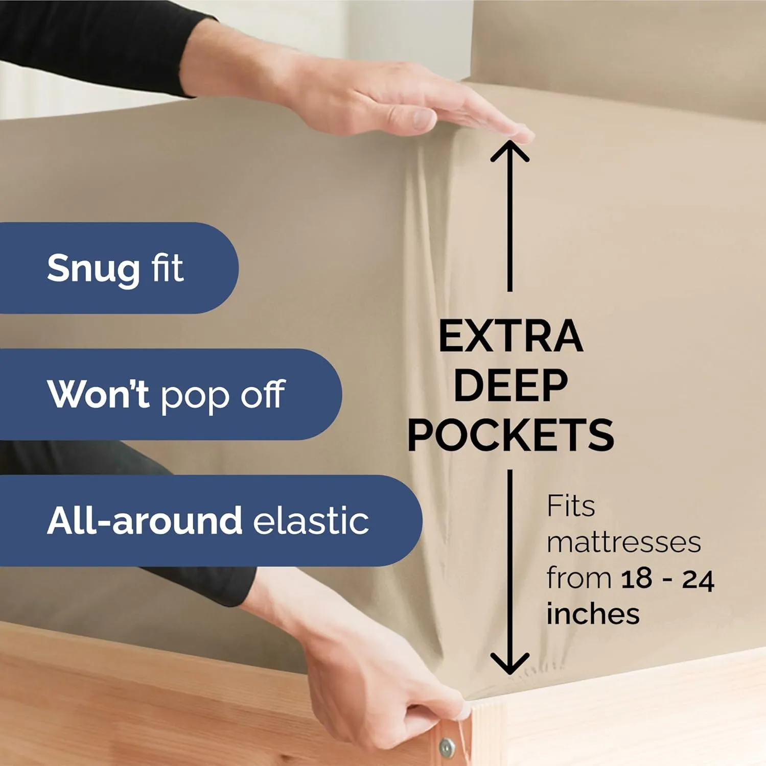 Extra Deep Pocket Queen Sheets - 4 Piece Breathable & Cooling Bed Sheets - Hotel Luxury Bed Sheet Set - Soft, Wrinkle Free & Comfy - Easily Fits Extra Deep Mattresses - Deep Pocket Cream Sheets Set