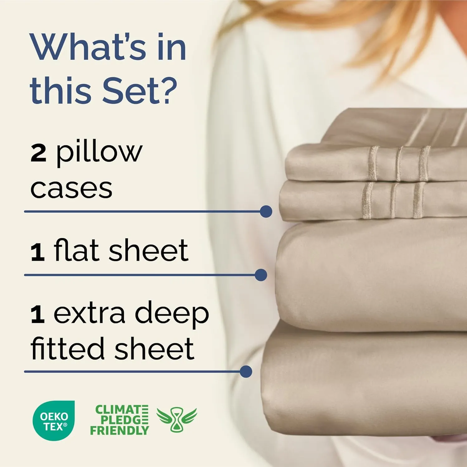 Extra Deep Pocket Queen Sheets - 4 Piece Breathable & Cooling Bed Sheets - Hotel Luxury Bed Sheet Set - Soft, Wrinkle Free & Comfy - Easily Fits Extra Deep Mattresses - Deep Pocket Cream Sheets Set