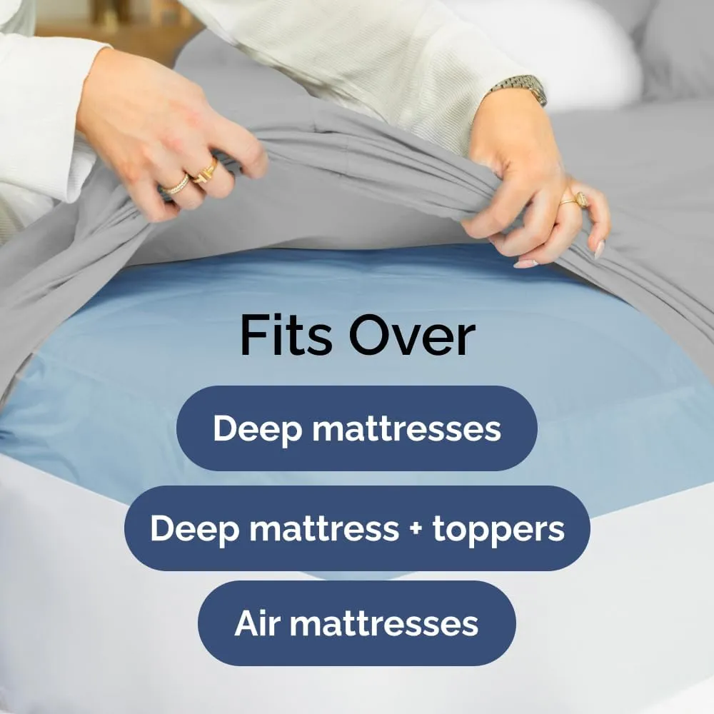 Extra Deep Queen Sheet Set - 6 Piece Breathable & Cooling Sheets - Hotel Luxury Bedding Set w/18-24 Inch Extra Deep Pockets - Easy Fit - Super Soft, Wrinkle Free and Comfy - French Grey, Queen Size
