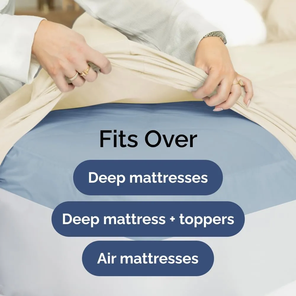Extra Deep Queen Sheet Set - 6 Piece Breathable & Cooling Sheets - Hotel Luxury Bedding Set with 18-24 Inch Extra Deep Pockets - Easy Fit - Super Soft, Wrinkle Free and Comfy - Off White, Queen Size