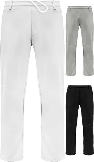 Exxact Sports Pull-Up Youth Baseball Pants with Adjustable Drawstring, Full-Length, No-Fly, Open Bottom Boys Baseball Pants