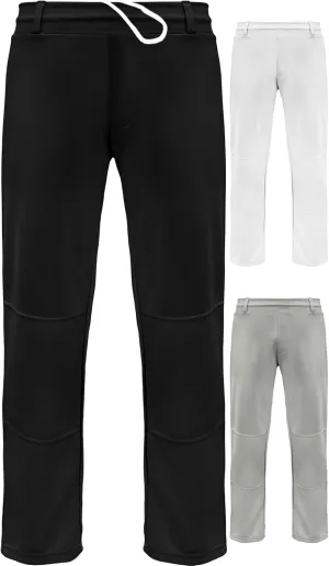 Exxact Sports Pull-Up Youth Baseball Pants with Adjustable Drawstring, Full-Length, No-Fly, Open Bottom Boys Baseball Pants