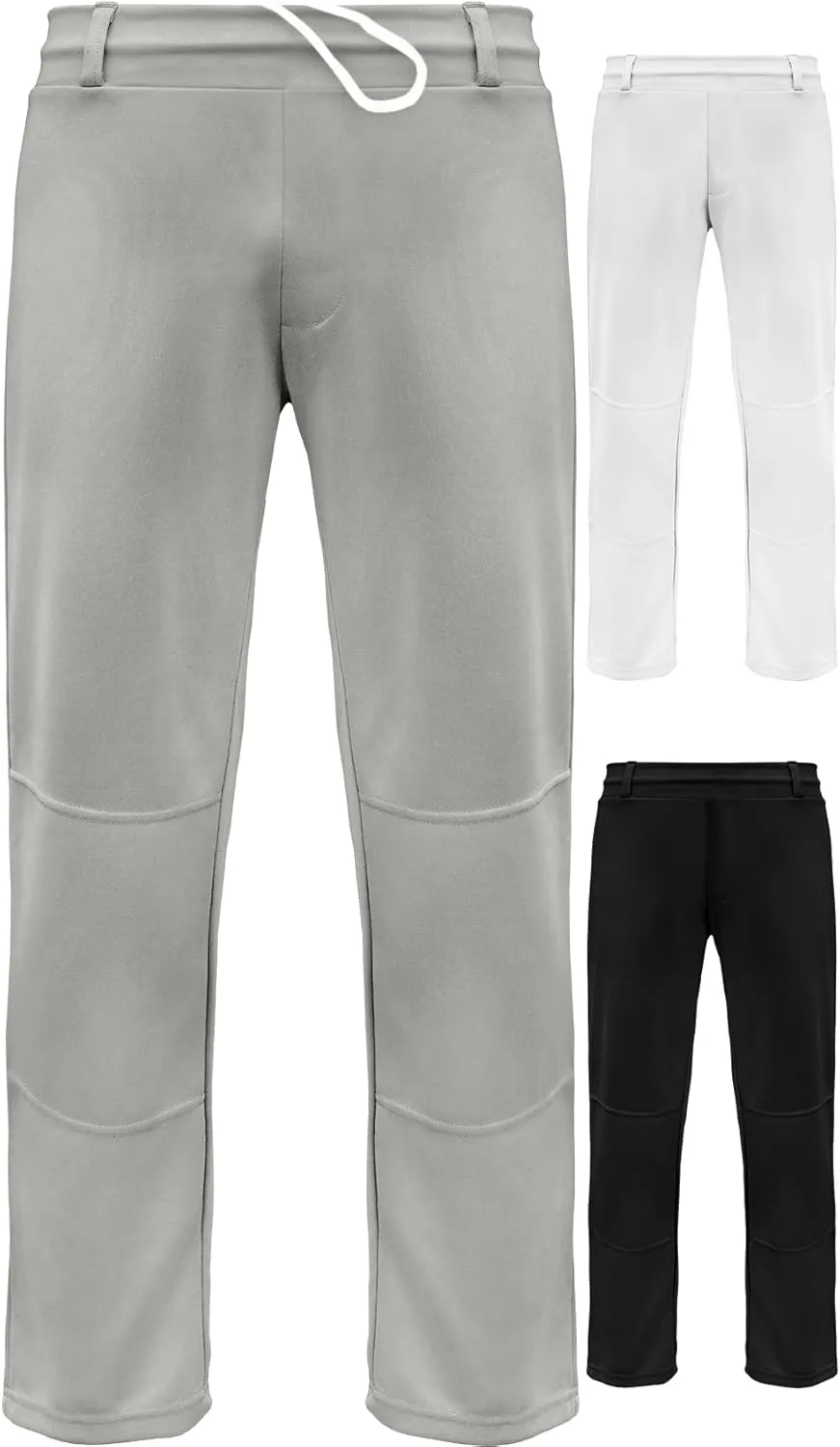 Exxact Sports Pull-Up Youth Baseball Pants with Adjustable Drawstring, Full-Length, No-Fly, Open Bottom Boys Baseball Pants