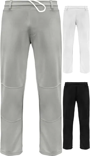 Exxact Sports Pull-Up Youth Baseball Pants with Adjustable Drawstring, Full-Length, No-Fly, Open Bottom Boys Baseball Pants