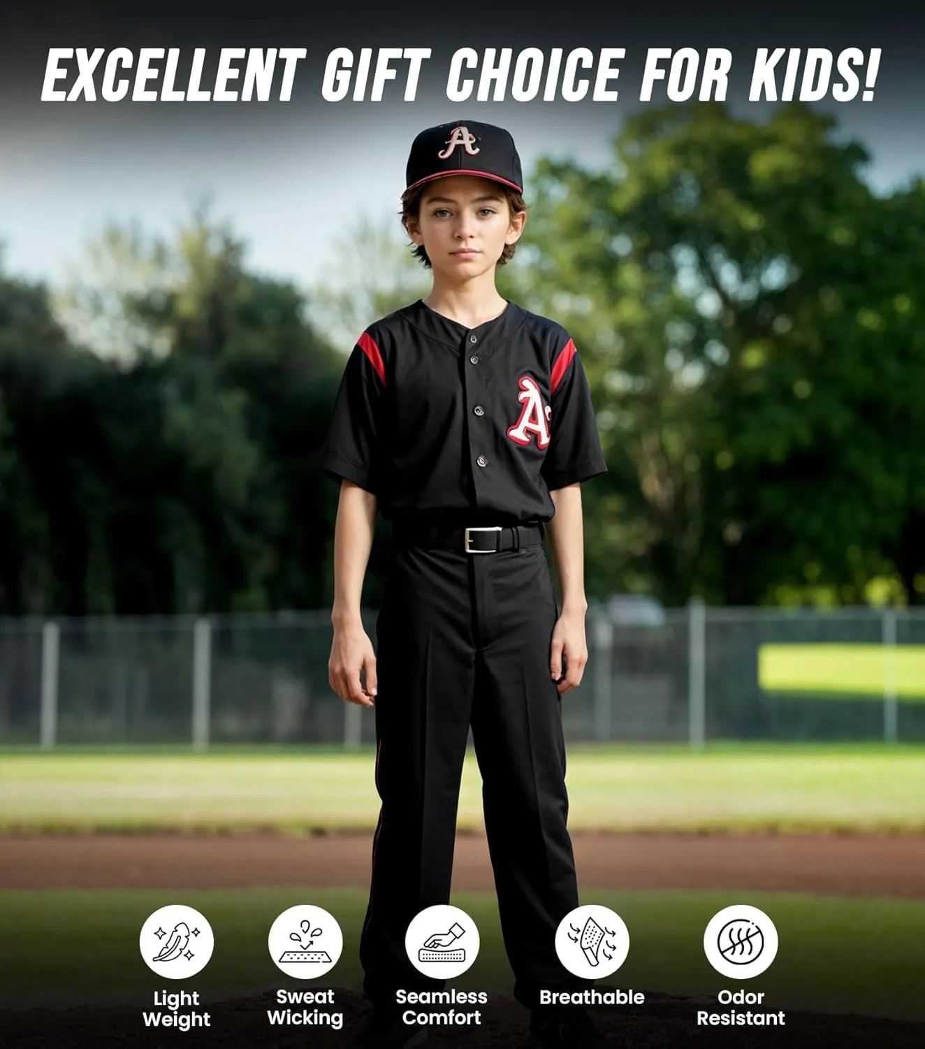 Exxact Sports Pull-Up Youth Baseball Pants with Adjustable Drawstring, Full-Length, No-Fly, Open Bottom Boys Baseball Pants