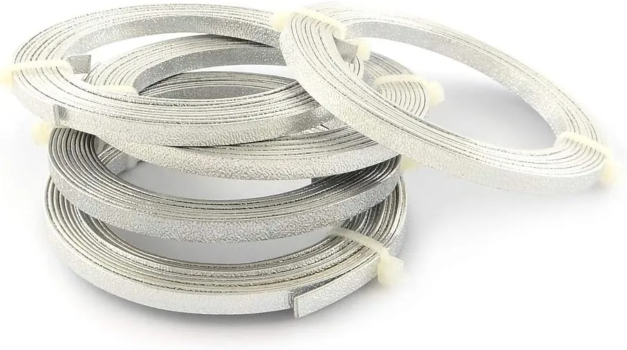 FASHEWELRY 5mm Wide Flat Aluminum Jewelry Wire 65.6ft Silver Bendable Metal Craft Wire 1mm/18gauge for Beading DIY Sculpture Armatures