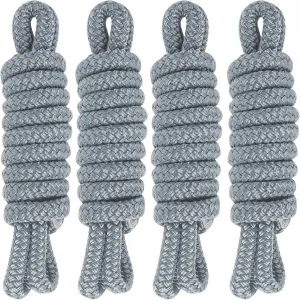 Fender Lines 6' x 3/8" Double Braided Boat Fender Lines 4 Pack, Boat Bumper Rope/Boat Fender Rope 9 Colors Boat Ropes for Docking with 5'' Eyelet Premium Dock Lines for Boats - Grey