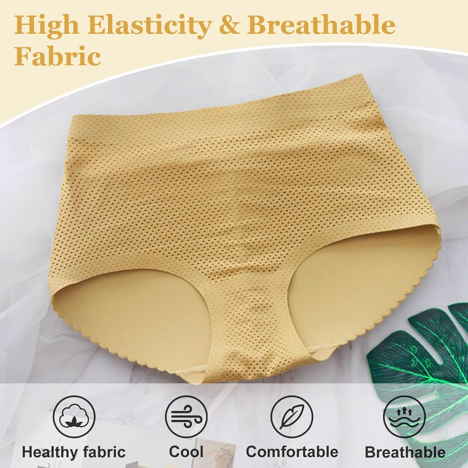 FEOYA Butt Lifter Panties Seamless Padded Underwear Women Butt Pads High Waist Tummy Control Shapewear - Pack of 2