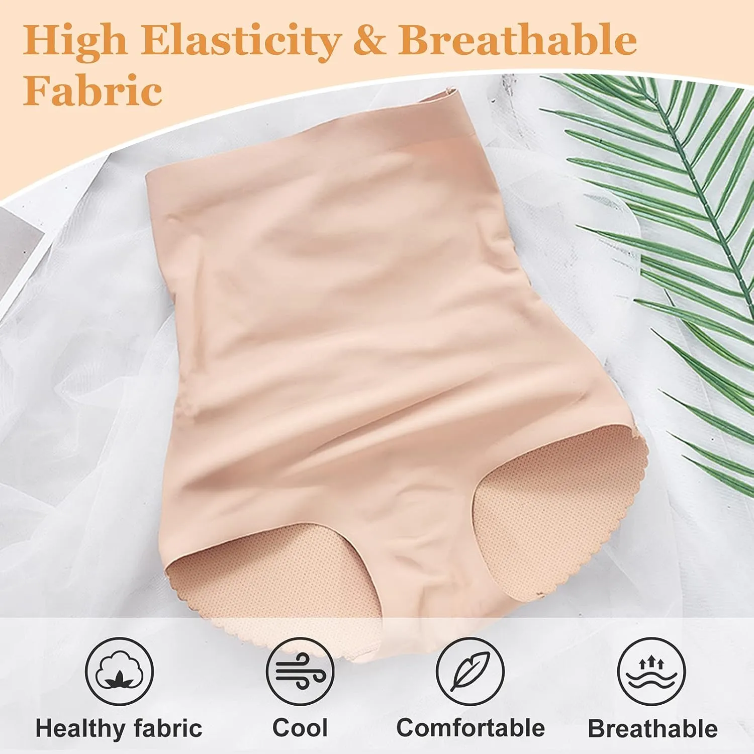 FEOYA Butt Lifter Panties Seamless Padded Underwear Women Butt Pads High Waist Tummy Control Shapewear - Pack of 2